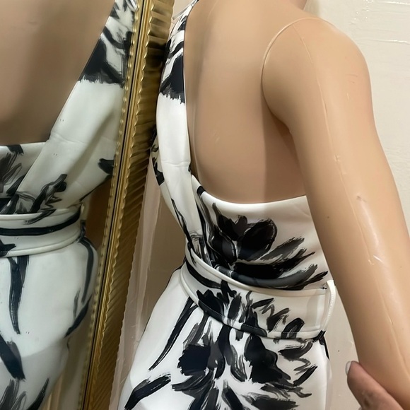 ASOS Elegant Black and White Floral One-Shoulder Dress - Picture 9 of 16